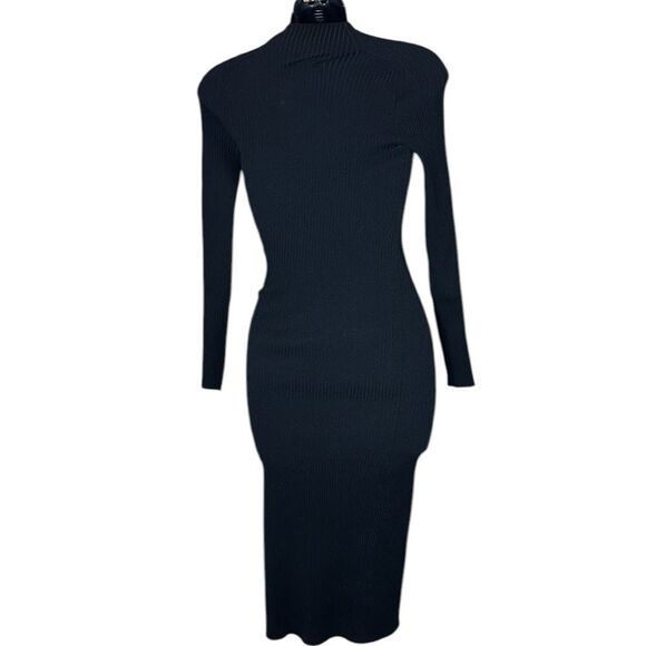 Wilfred women’s xxs alchemy midi dress black ribbed mock neck high slit sweater - Picture 5 of 6